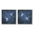 thumbnail image 1 of Stupell Modern Blue Birds Flying Silhouettes Animals & Insects Painting Gray Framed Art Print Wall Art, Set of 2, 1 of 8