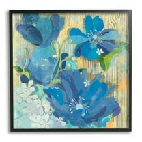 Stupell Modern Blue Geraniums Patterned Botanical & Floral Painting Black Framed Art Print Wall Art