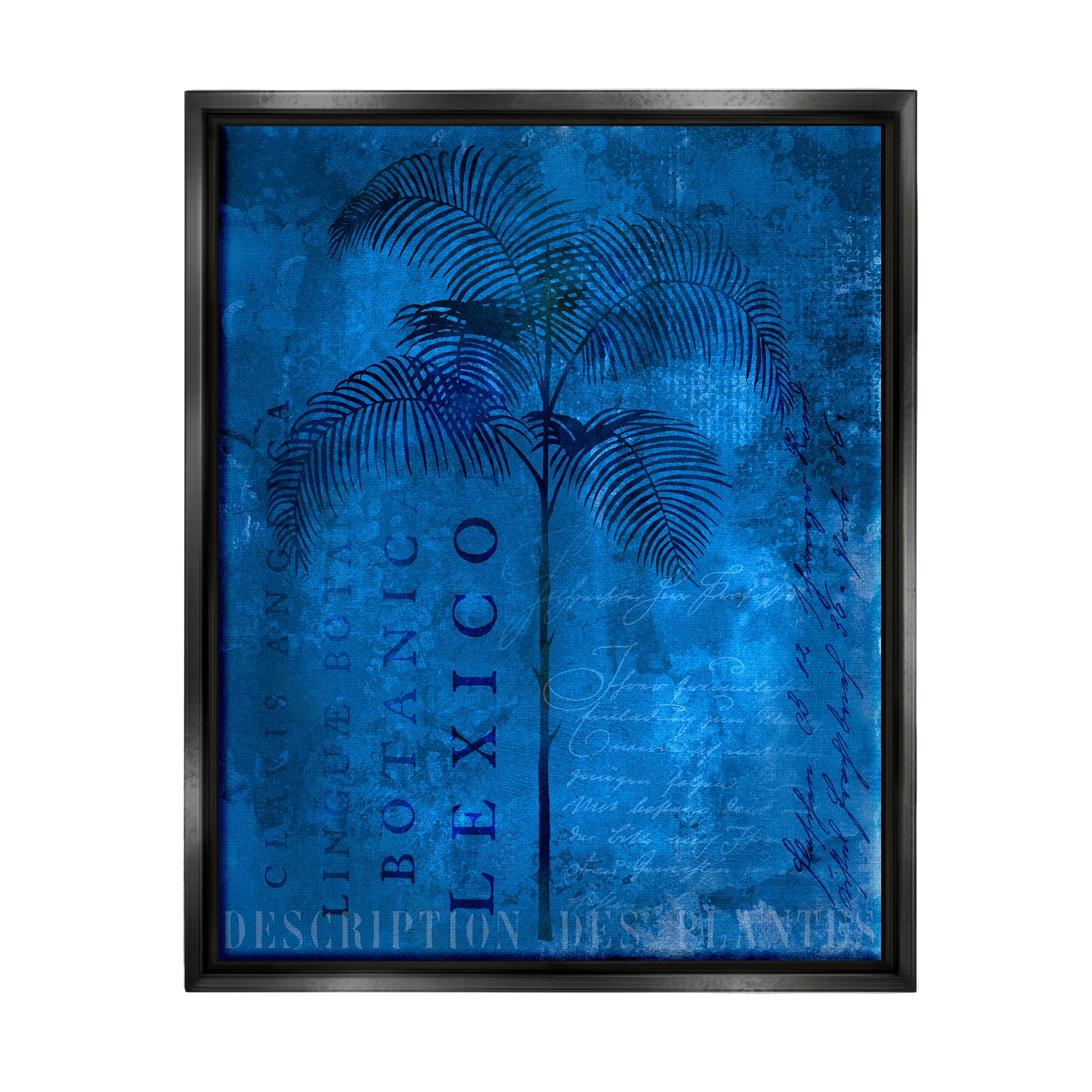 Stupell Modern Botanical Palm Collage Landscape Painting Black Floater Framed Art Print Wall Art