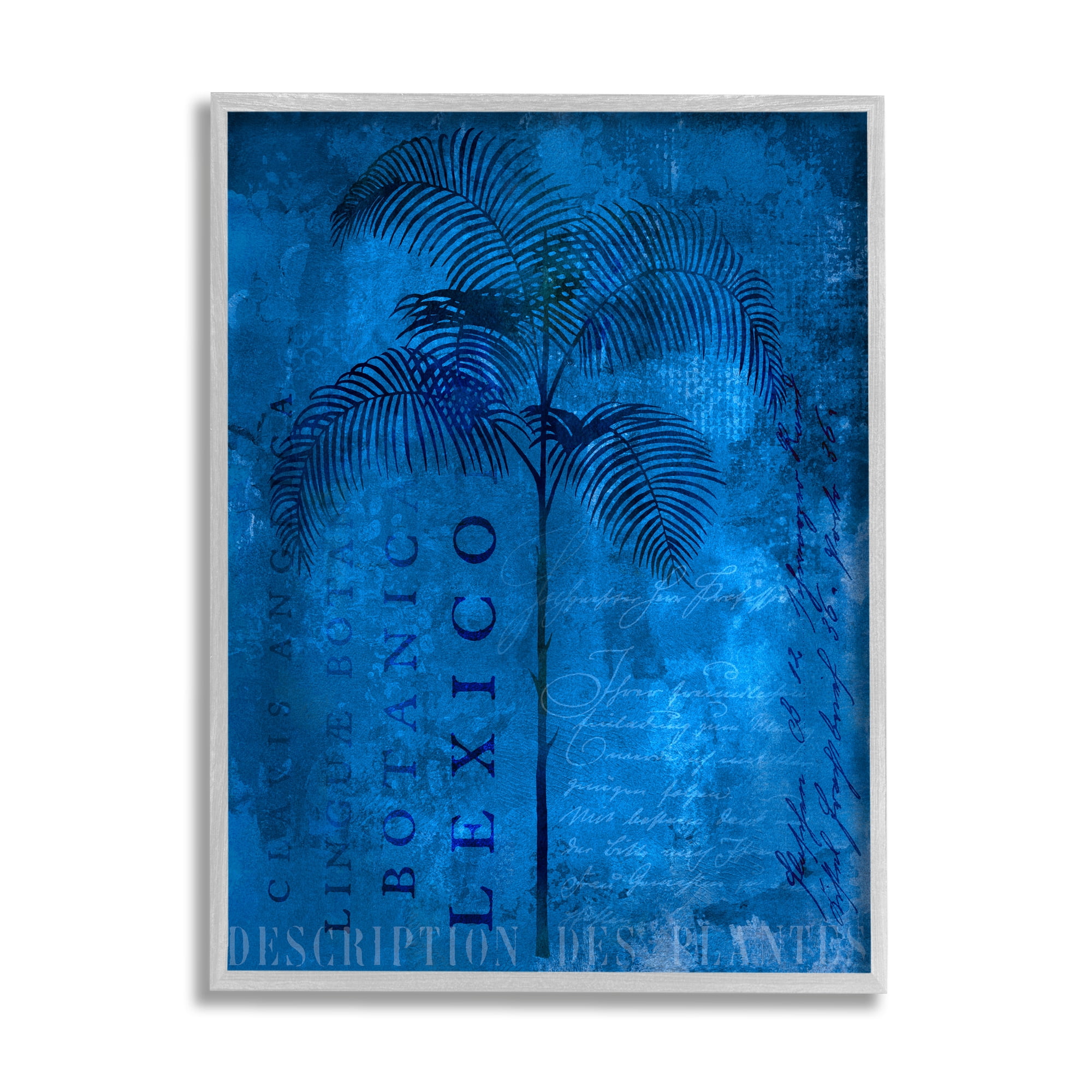 Stupell Modern Botanical Palm Collage Landscape Painting Gray Framed Art Print Wall Art