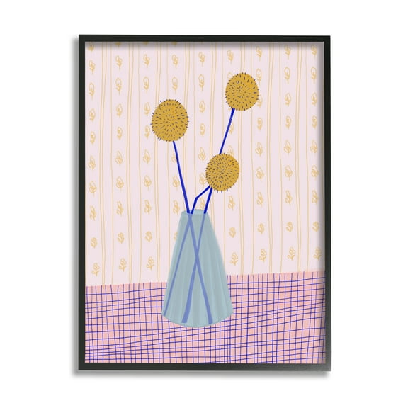 Stupell Modern Craspedia Botanical Blooms Botanical & Floral Painting Black Framed Art Print Wall Art