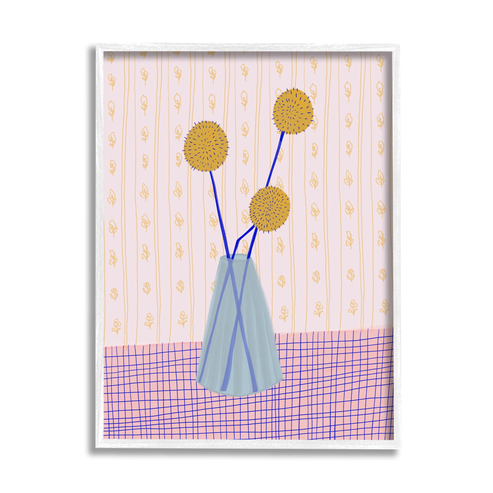 Stupell Modern Craspedia Botanical Blooms Botanical & Floral Painting White Framed Art Print Wall Art