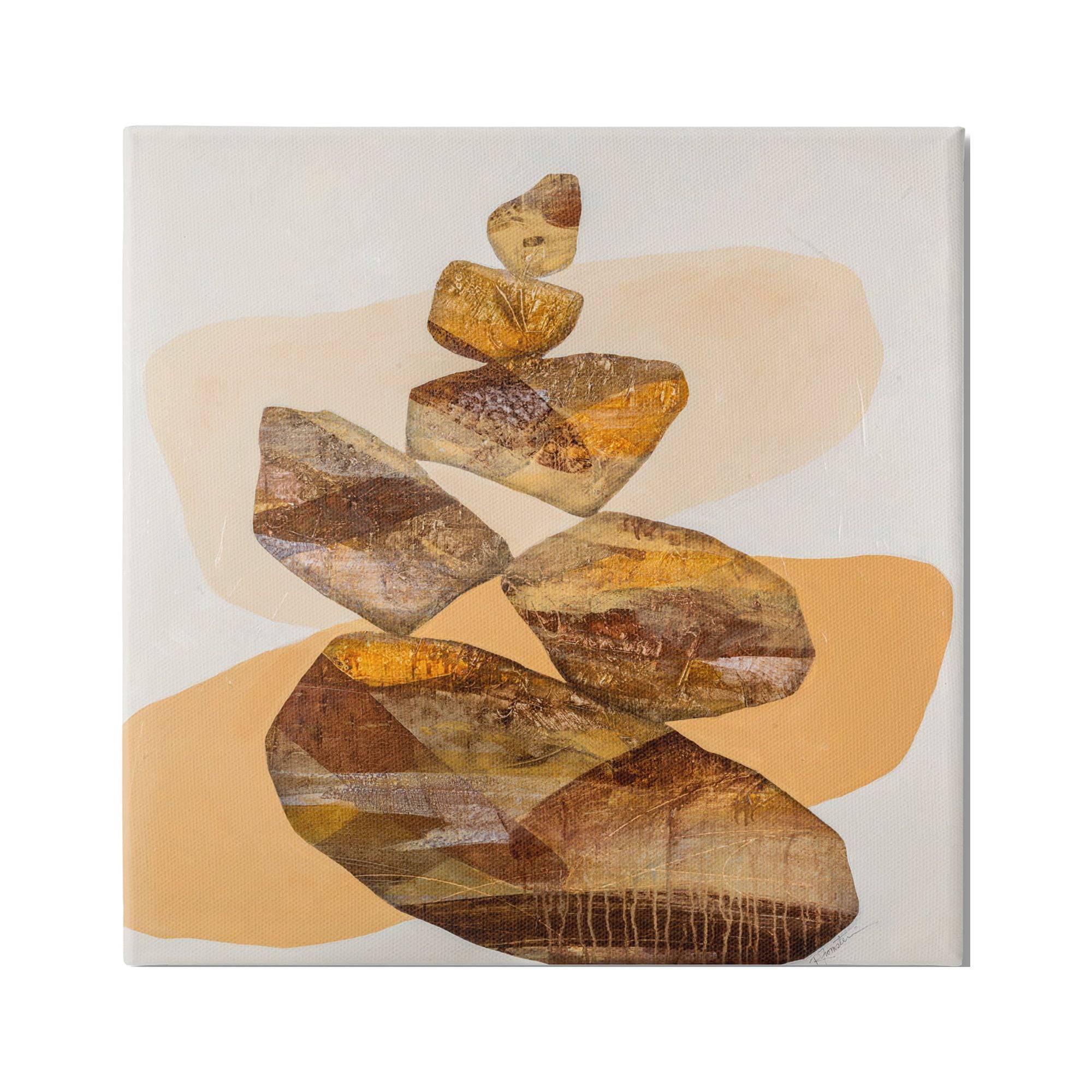 Stupell Modern Natural Stacked Zen Rocks Abstract Painting Gallery Wrapped Canvas Print Wall Art