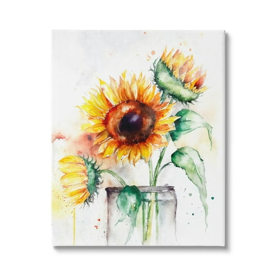 Stupell Modern Sunflowers Watercolor Style Bouquet Botanical & Floral Painting Gallery Wrapped Canvas Print Wall Art
