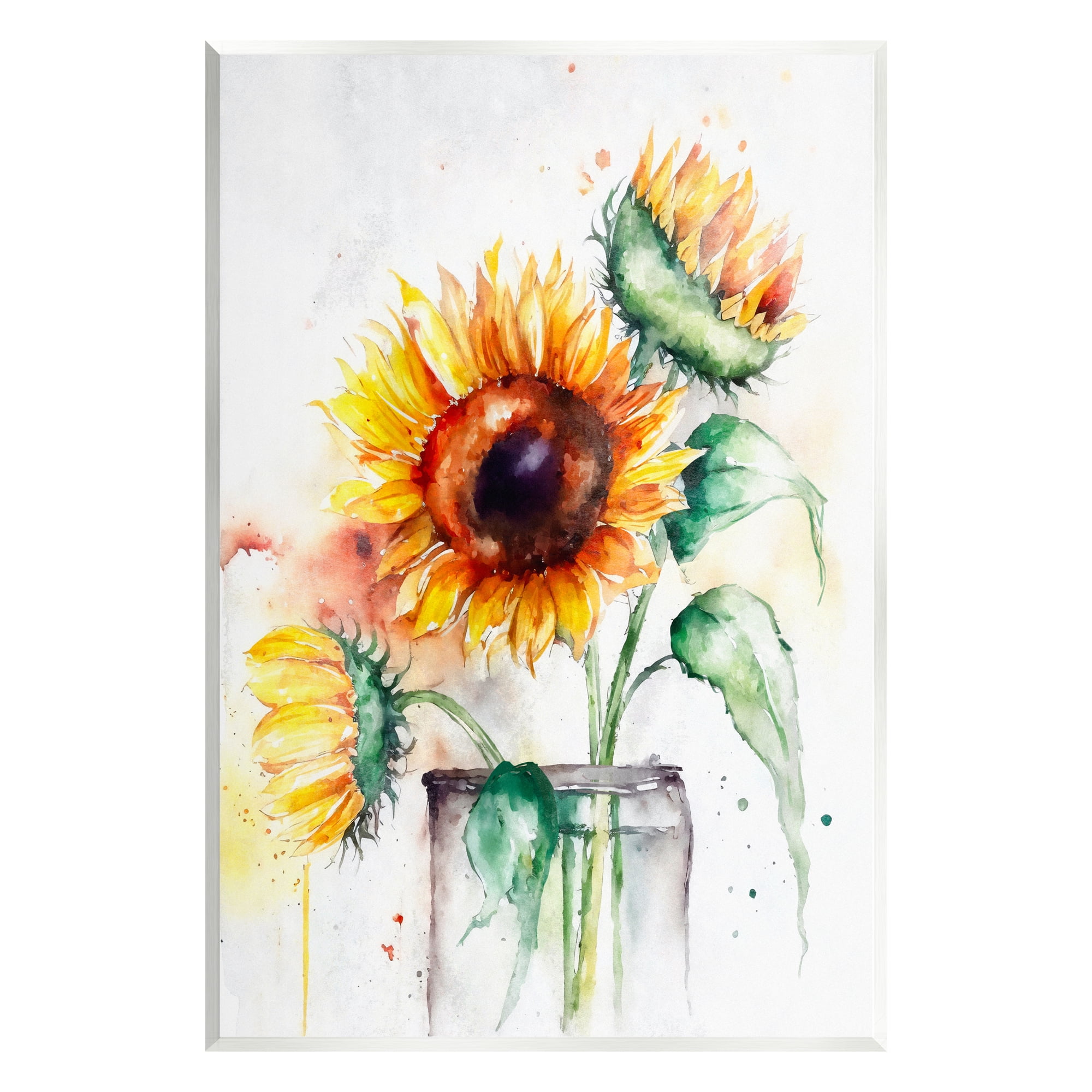 Stupell Modern Sunflowers Watercolor Style Bouquet Botanical & Floral Painting Wall Plaque Unframed Art Print Wall Art