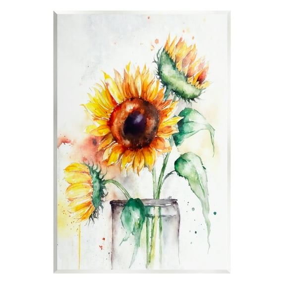 Stupell Modern Sunflowers Watercolor Style Bouquet Botanical & Floral Painting Wall Plaque Unframed Art Print Wall Art