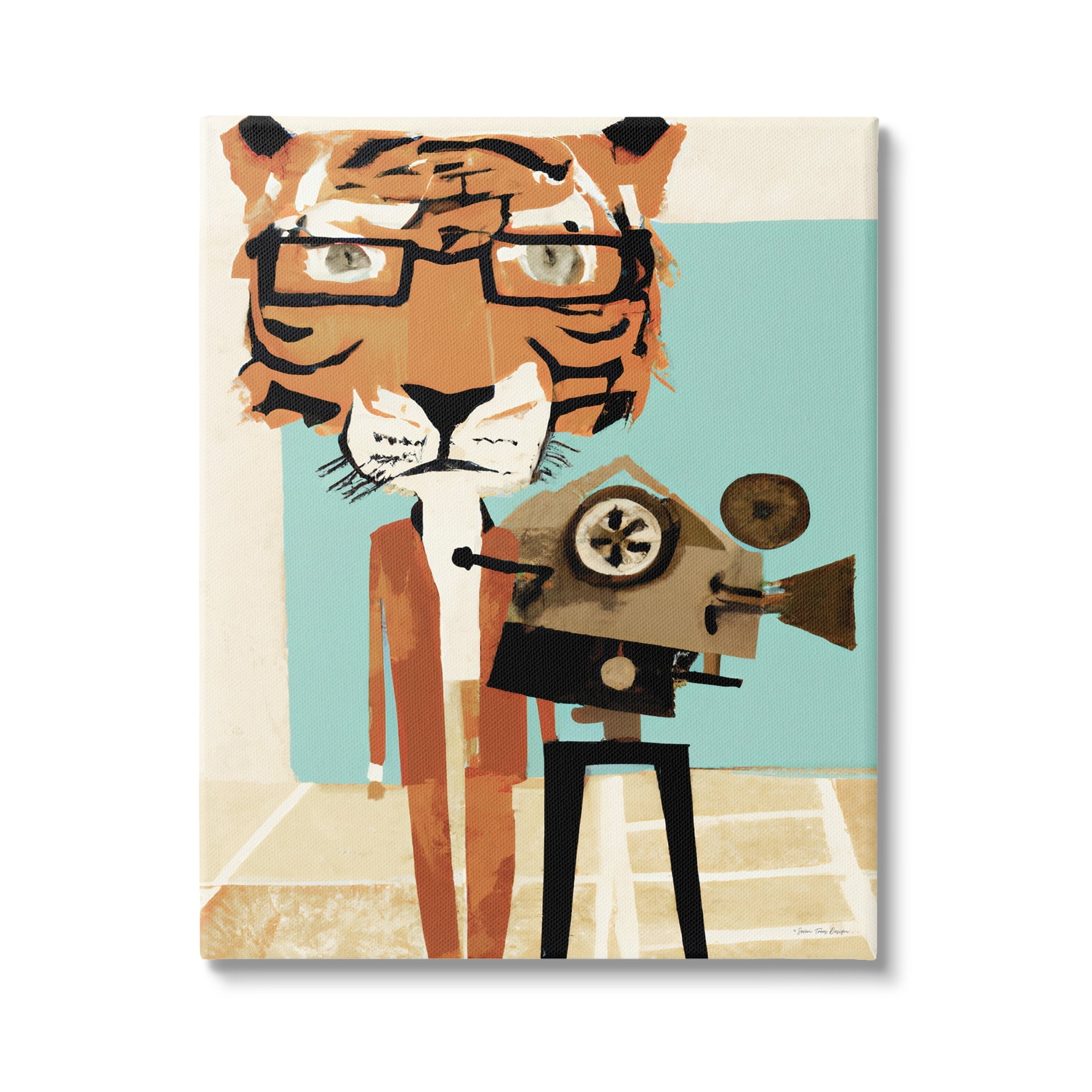 Stupell Modern Tiger Filming Camera Animals & Insects Painting Gallery Wrapped Canvas Print Wall Art
