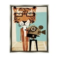 thumbnail image 1 of Stupell Modern Tiger Filming Camera Animals & Insects Painting Gray Floater Framed Art Print Wall Art, 1 of 6