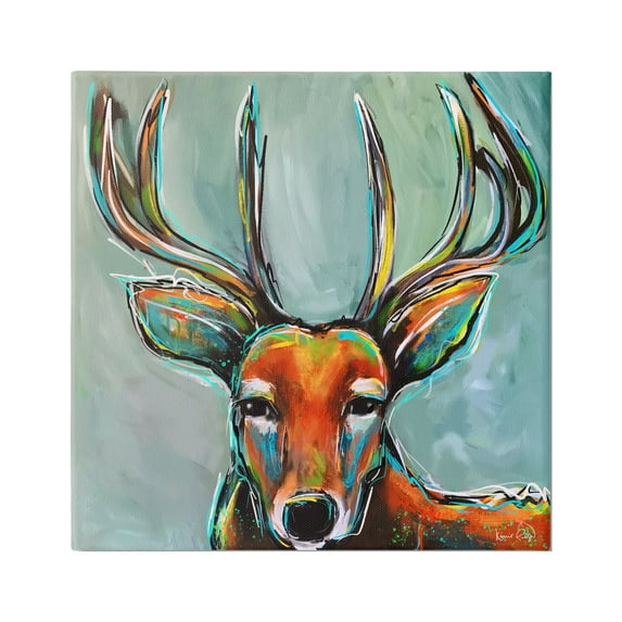 Stupell Modern Urban Deer Painting Animals & Insects Painting Gallery Wrapped Canvas Print Wall Art