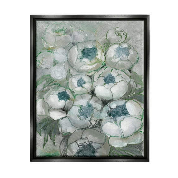 Stupell Modern White Spring Peony Buds Botanical & Floral Painting Black Floater Framed Art Print Wall Art