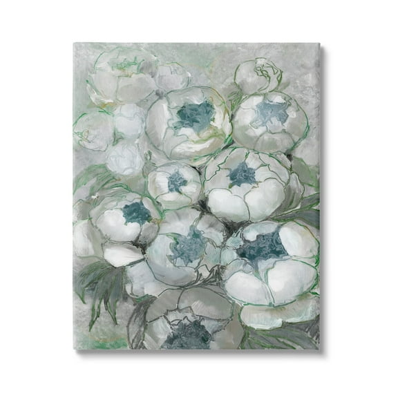 Stupell Modern White Spring Peony Buds Botanical & Floral Painting Gallery Wrapped Canvas Print Wall Art