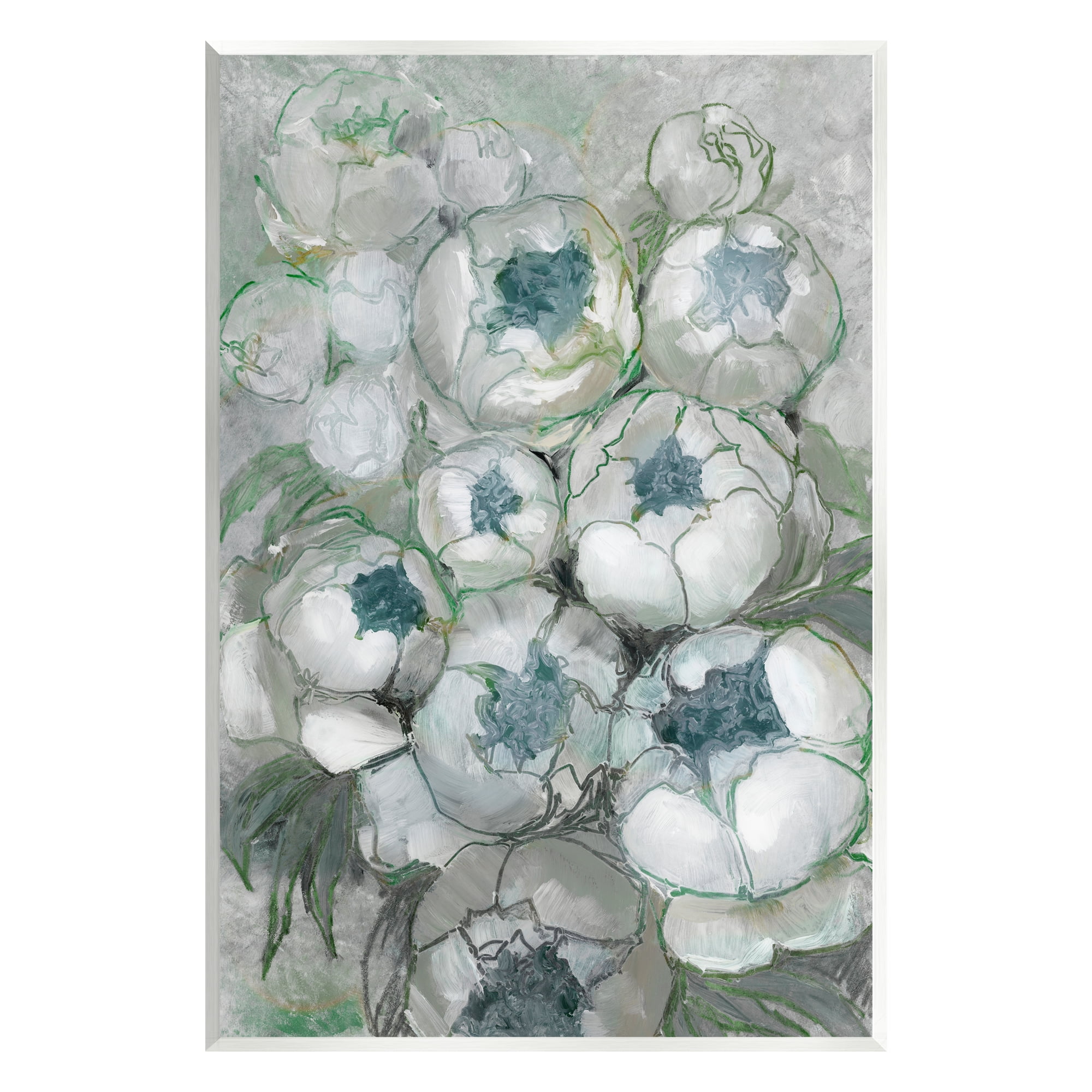 Stupell Modern White Spring Peony Buds Botanical & Floral Painting Wall Plaque Unframed Art Print Wall Art