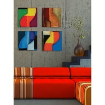 Stupell Modern Zig Zag Red and Green Stretched Canvas Wall Art 17 x 17