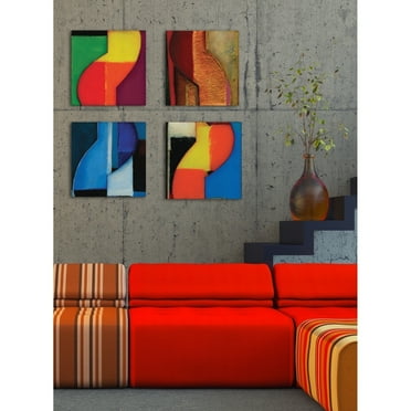 Stupell Modern Zig Zag Red and Green Stretched Canvas Wall Art 17 x 17