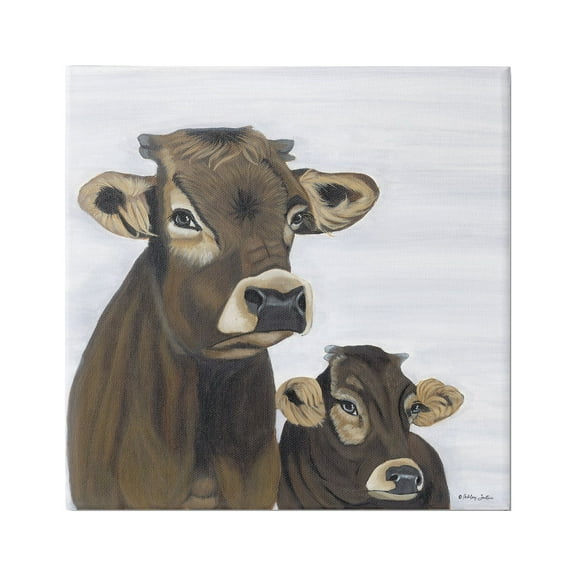 Stupell Mom & Baby Cow Painting Animals & Insects Painting Gallery Wrapped Canvas Print Wall Art