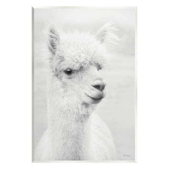 Stupell Monochrome Alpaca Farm Animal Animals & Insects Photography Wall Plaque Unframed Art Print Wall Art