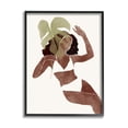 thumbnail image 1 of Stupell Monstera Leaf Girl Earth Tones Botanical & Floral Painting Black Framed Art Print Wall Art, 1 of 7