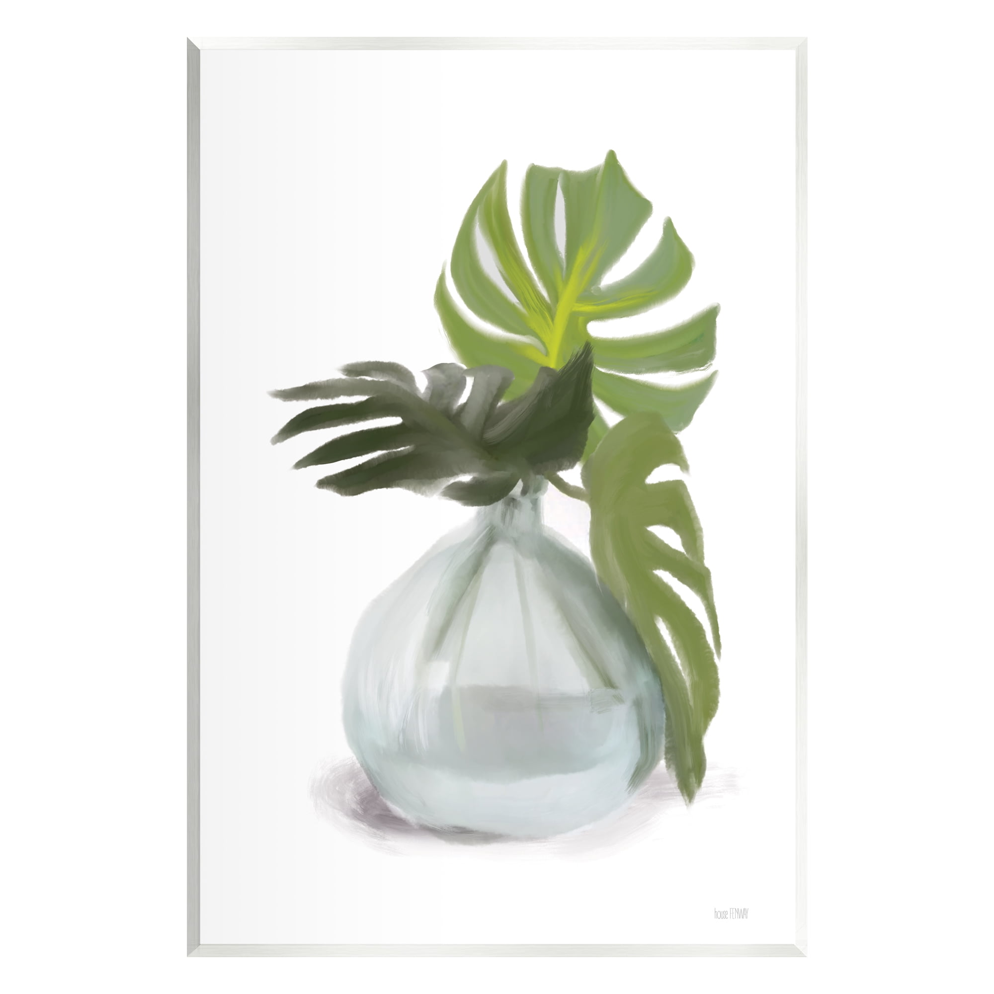 Stupell Monstera Leaf Sprigs Jar Botanical & Floral Painting Wall Plaque Unframed Art Print Wall Art