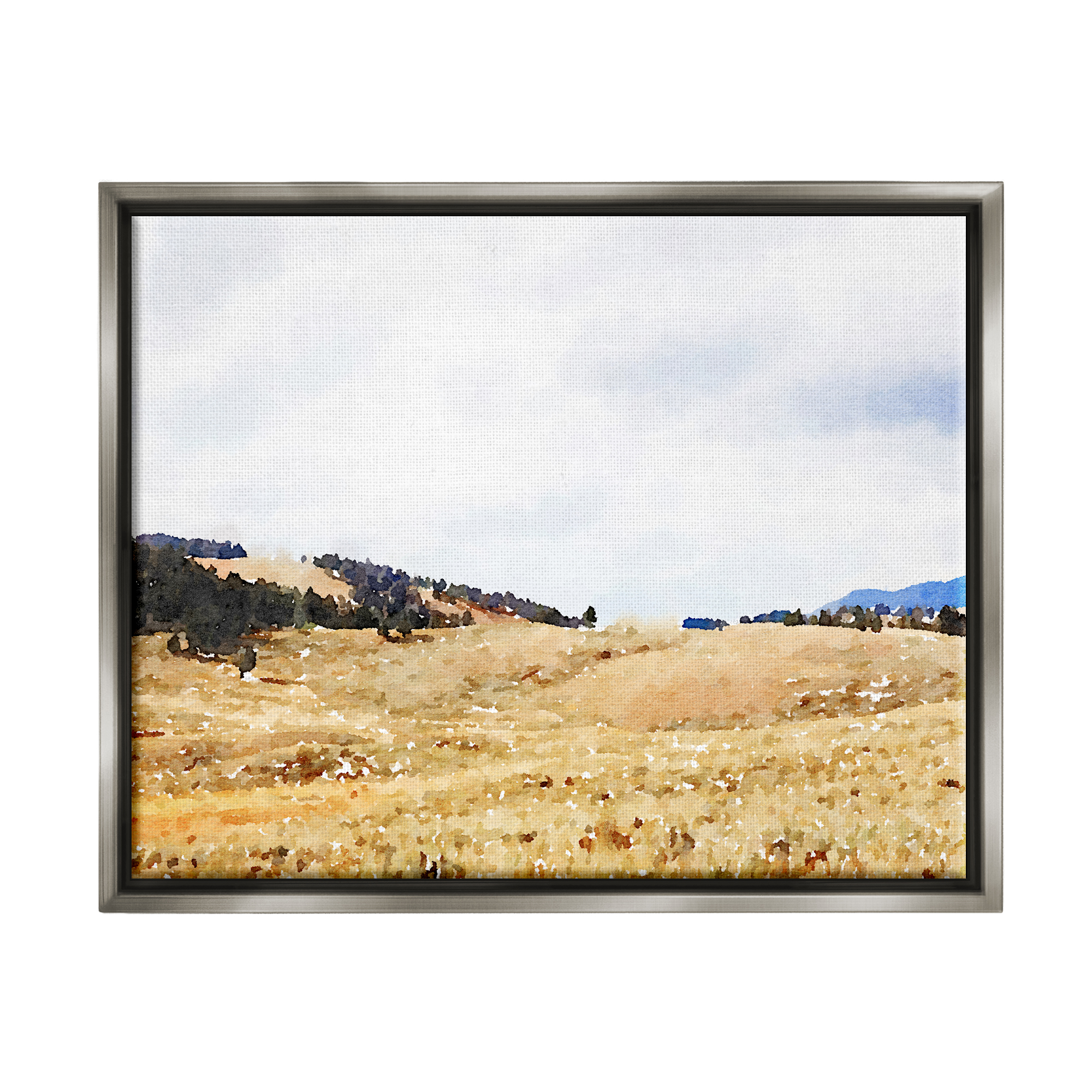 Stupell Montana Plains Rural Countryside Landscape Painting Gray Floater Framed Art Print Wall Art