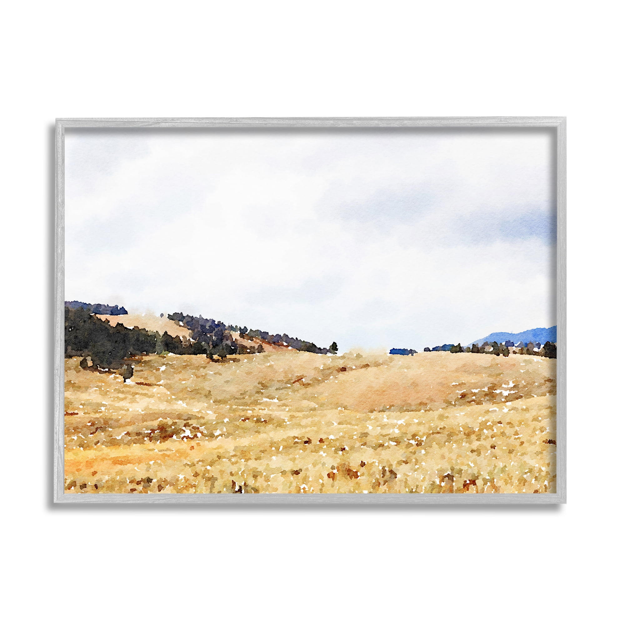 Stupell Montana Plains Rural Countryside Landscape Painting Gray Framed Art Print Wall Art