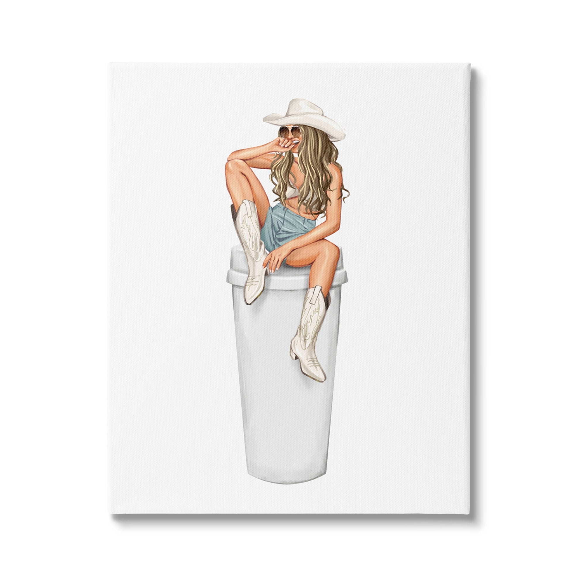 Stupell Morning Coffee Country Cowgirl Beauty & Fashion Painting Gallery Wrapped Canvas Print Wall Art