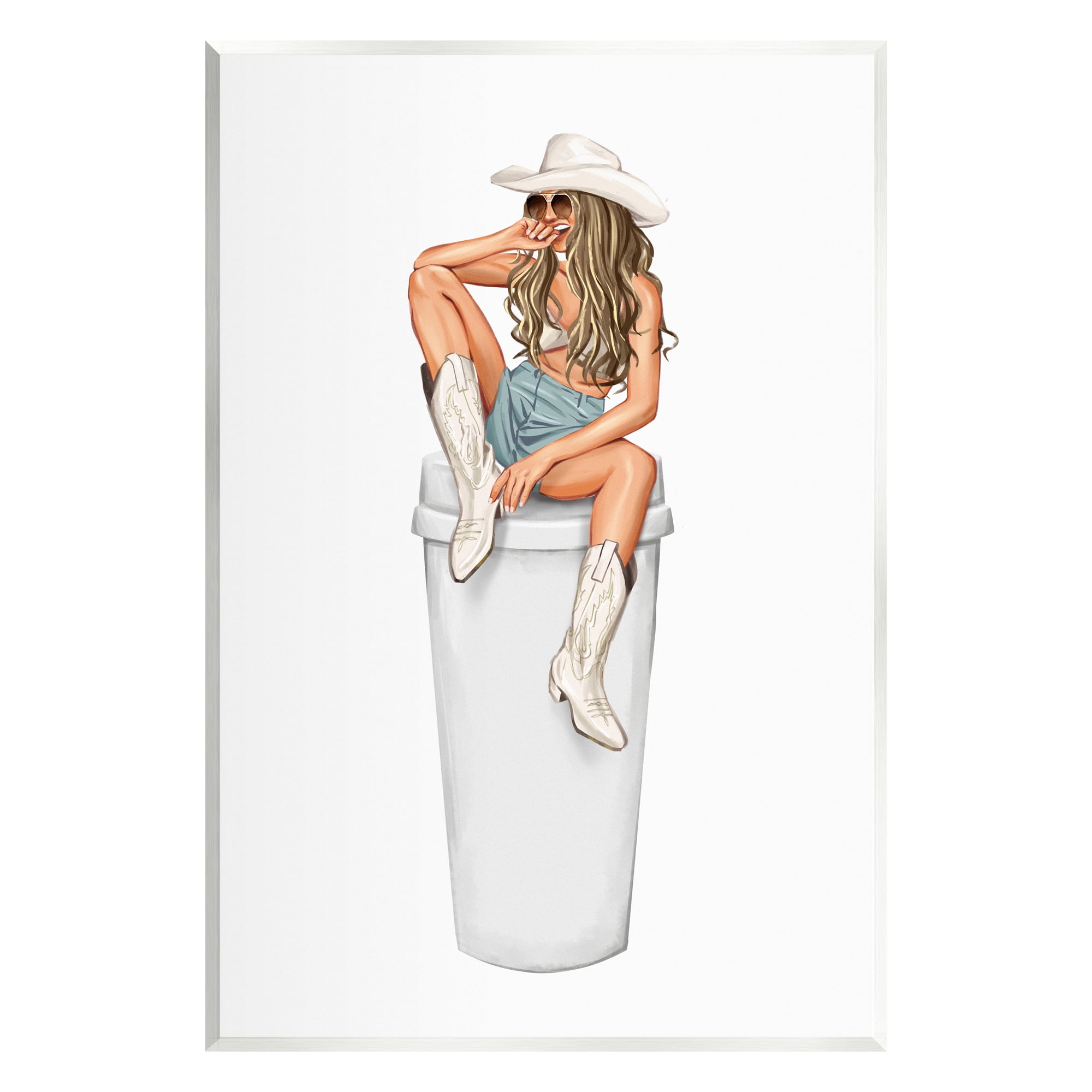 Stupell Morning Coffee Country Cowgirl Beauty & Fashion Painting Wall Plaque Unframed Art Print Wall Art