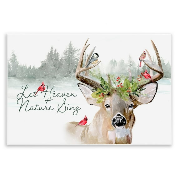 Stupell Motivational Winter Quote Red Cardinals Perched Antlers Wood Wall Art - White 15 x 10