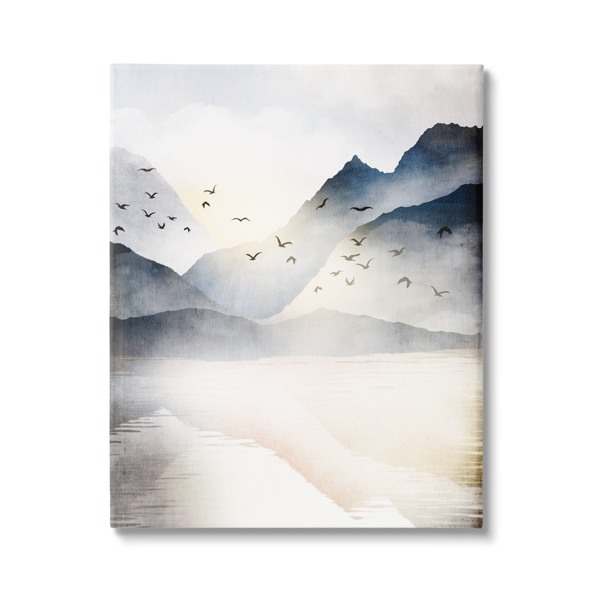 Stupell Mountain Lake Nature Wilderness Landscape Painting Gallery Wrapped Canvas Print Wall Art