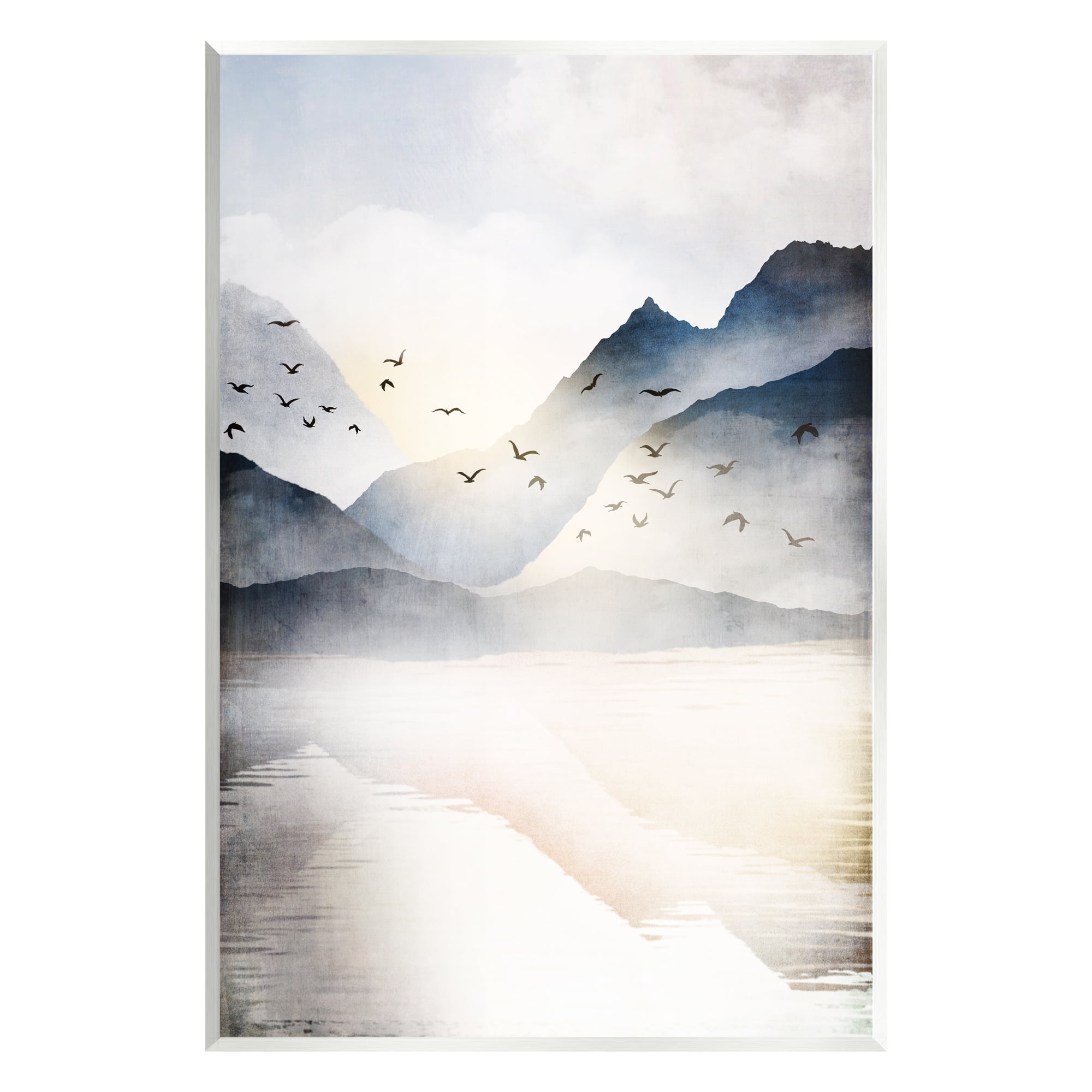 Stupell Mountain Lake Nature Wilderness Landscape Painting Wall Plaque Unframed Art Print Wall Art