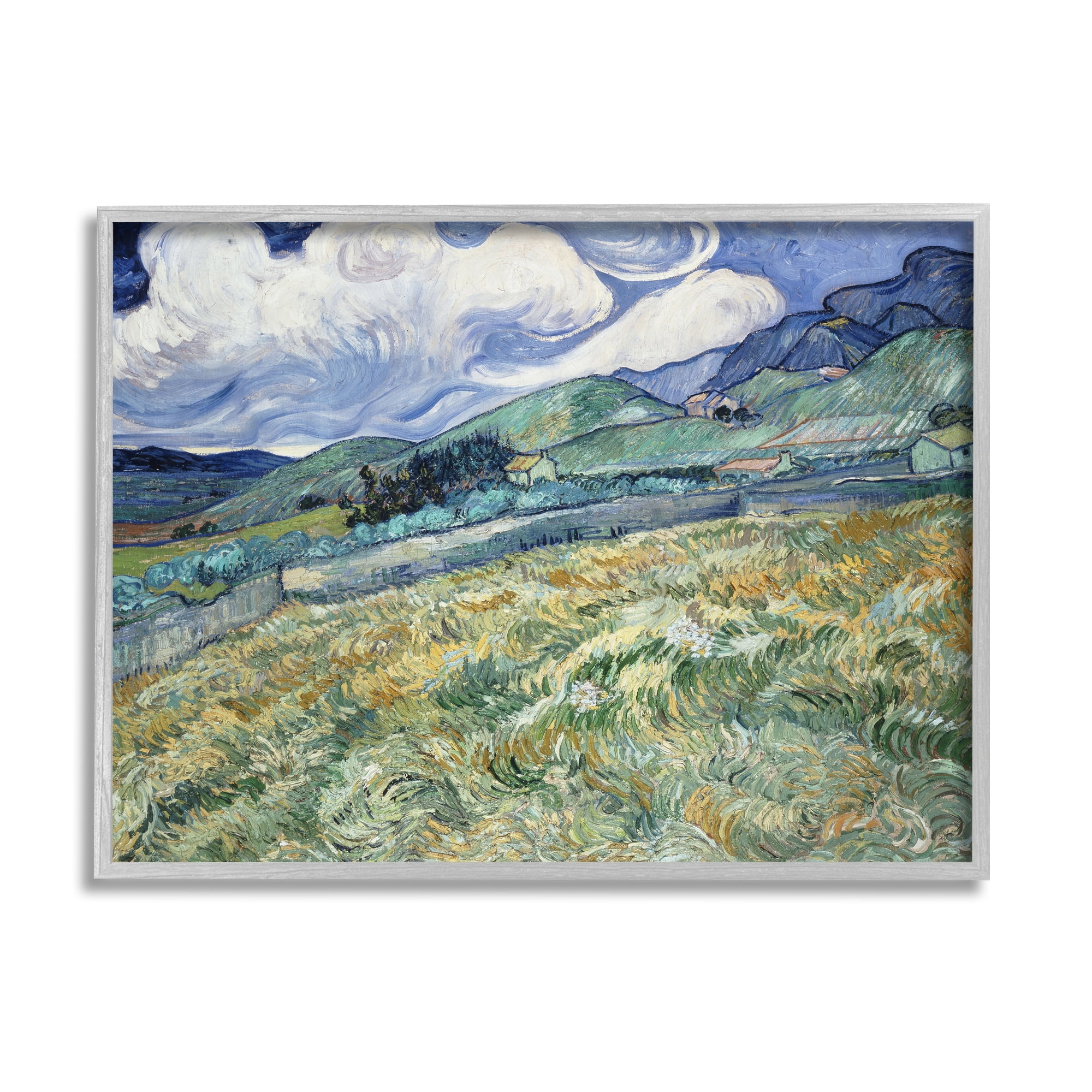 Stupell Mountain Landscape Behind Saint Paul Classic Landscape Painting Gray Framed Art Print Wall Art