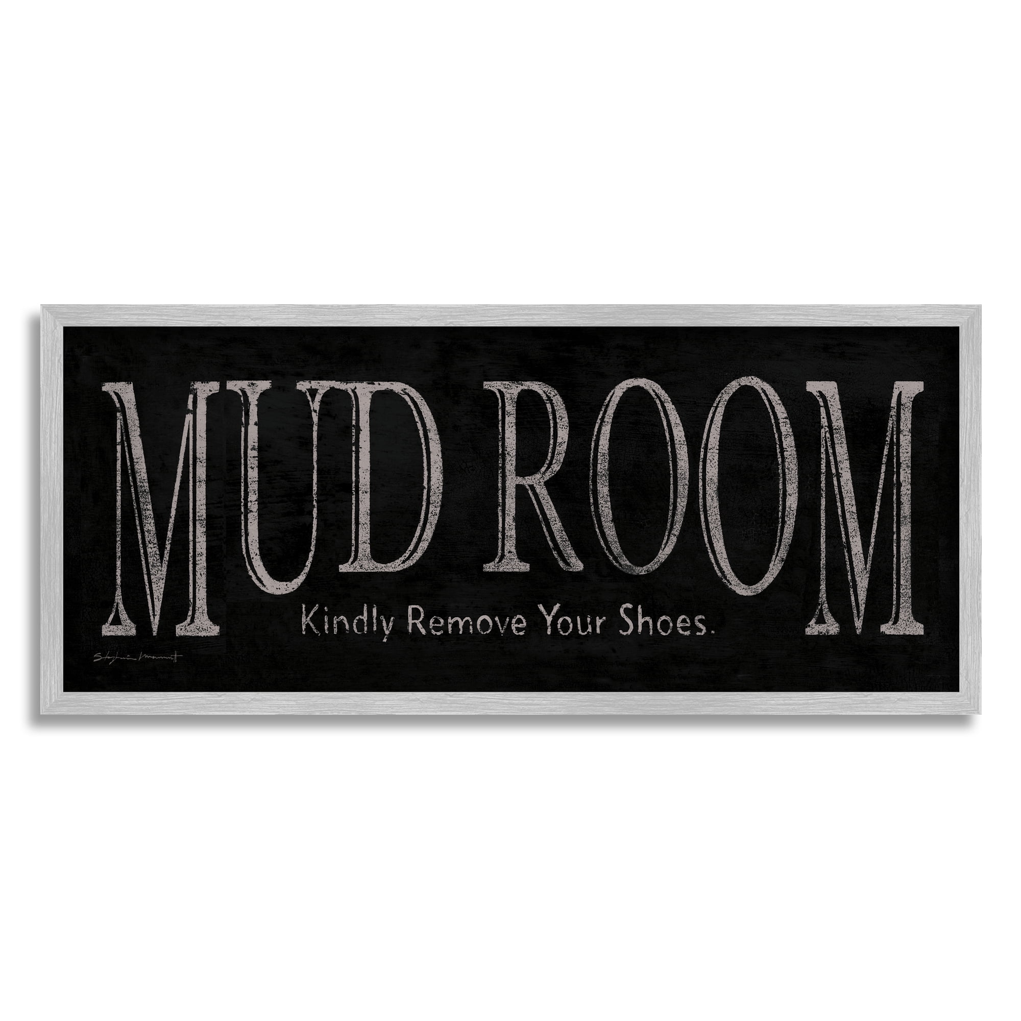 Stupell Mud Room Remove Shoes Reminder Inspirational Painting Gray Framed Art Print Wall Art