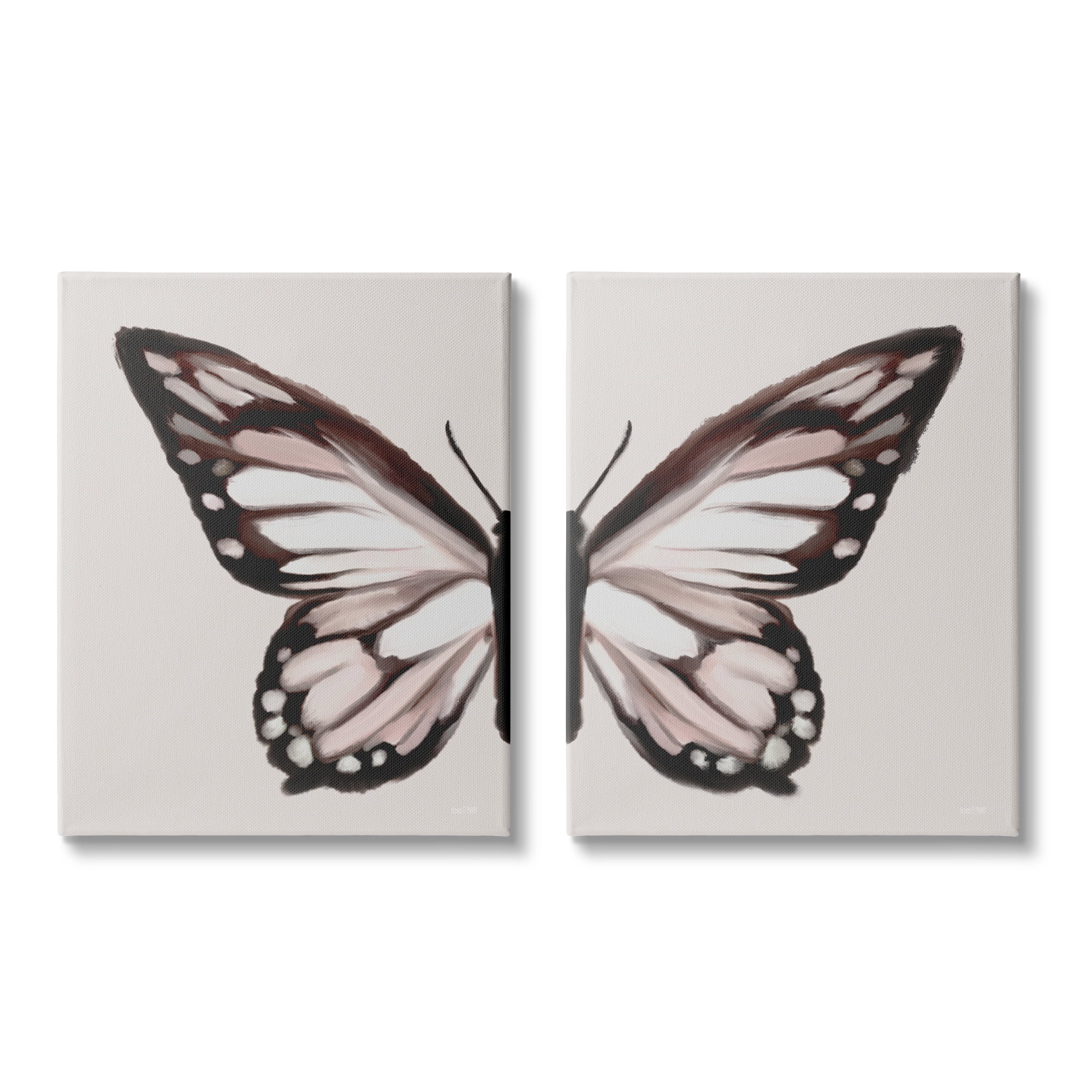Stupell Muted Symmetrical Butterfly Wings Animals & Insects Painting Gallery Wrapped Canvas Print Wall Art, Set of 2
