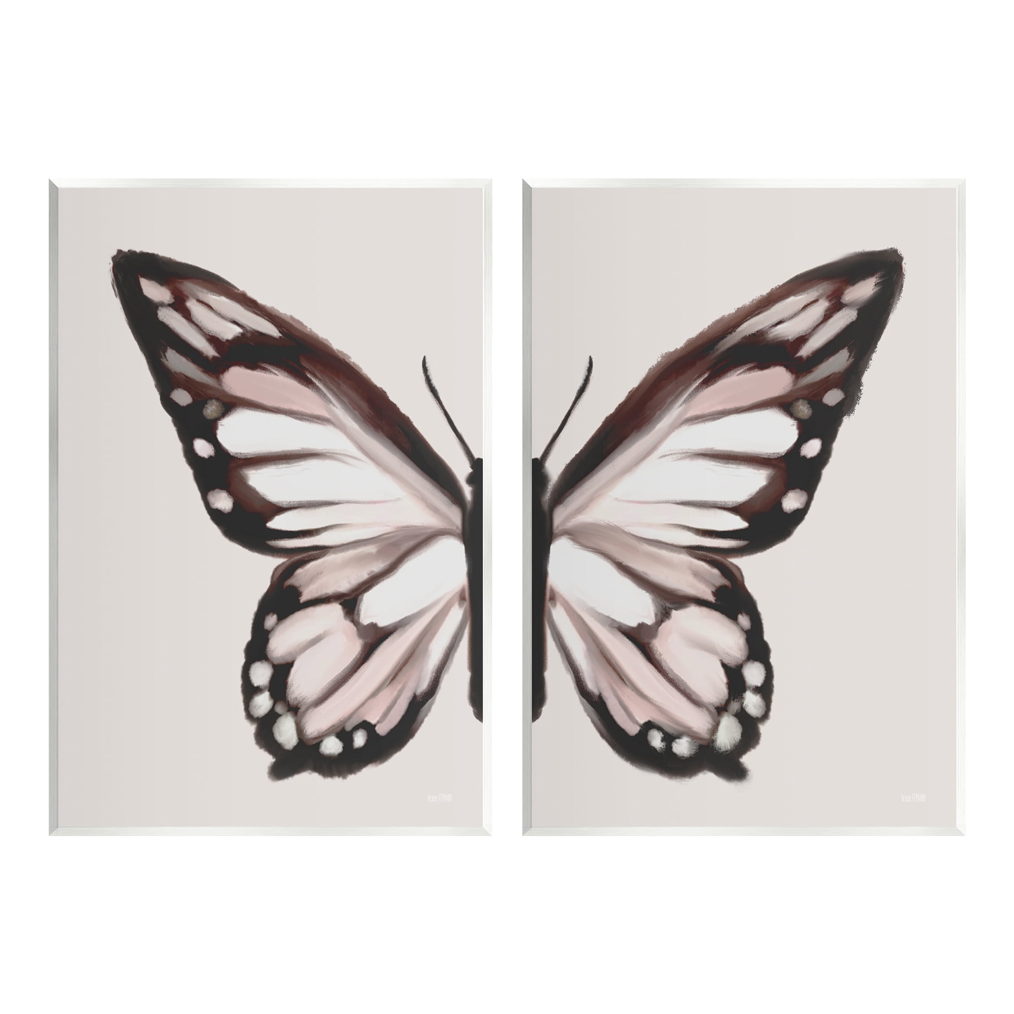 Stupell Muted Symmetrical Butterfly Wings Animals & Insects Painting Wall Plaque Unframed Art Print Wall Art, Set of 2