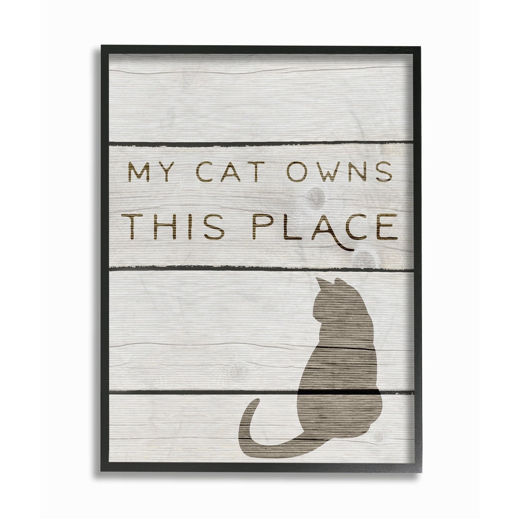 Stupell My Cat Owns This Place Framed Giclee Texture Art 11 x 14