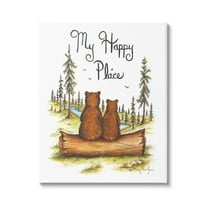 Stupell My Happy Place Woodland Lake Bears Animals & Insects Painting Gallery Wrapped Canvas Print Wall Art