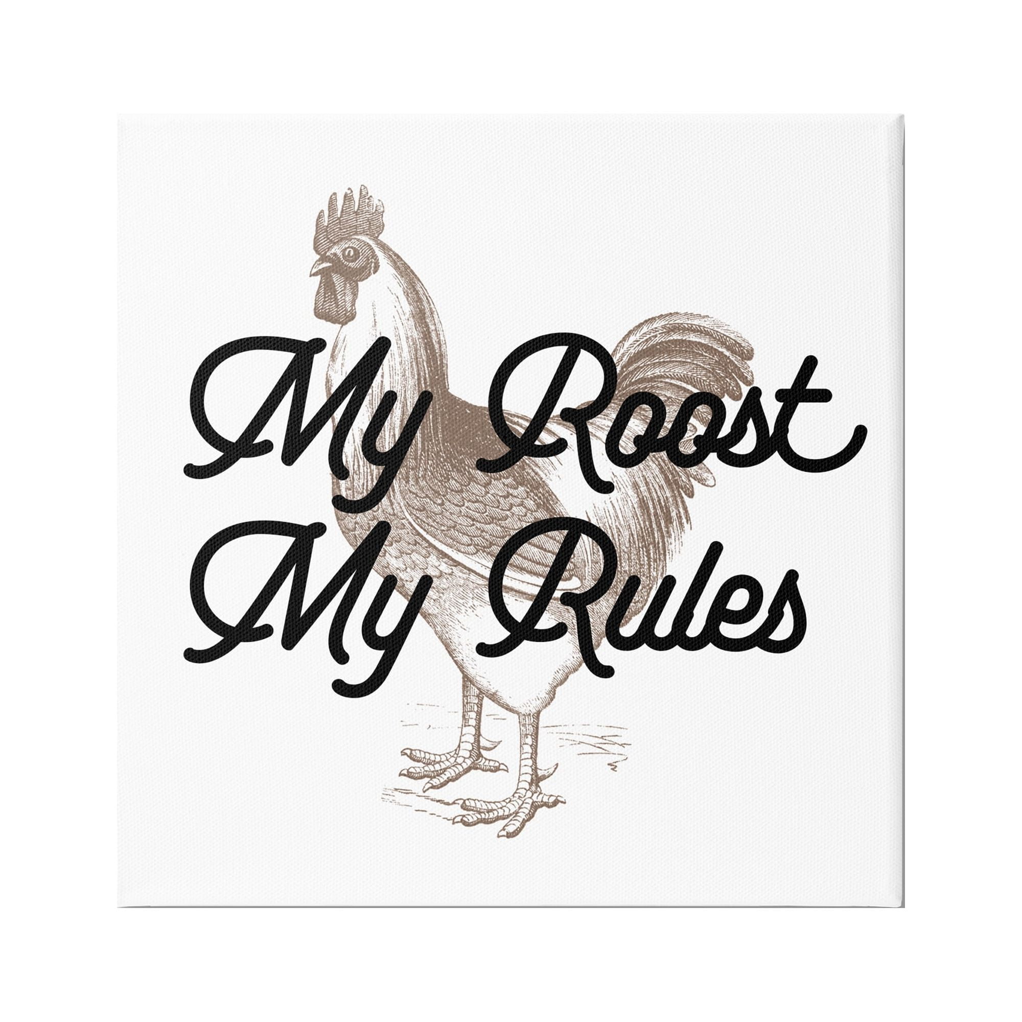 Farmhouse Humor Rooster Canvas Art in Brown and White