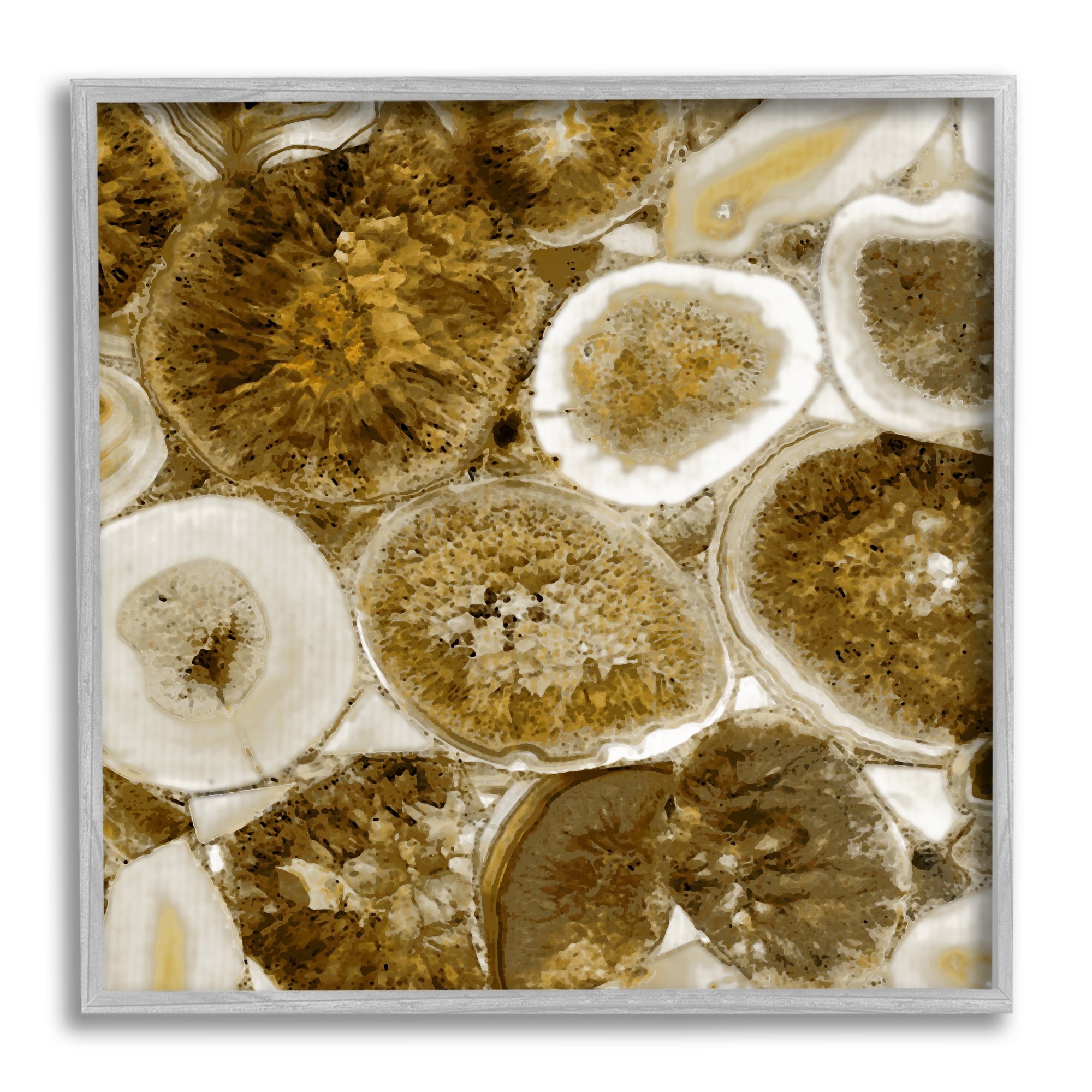Stupell Natural Geode Crystals Arrangement Abstract Painting Gray Framed Art Print Wall Art