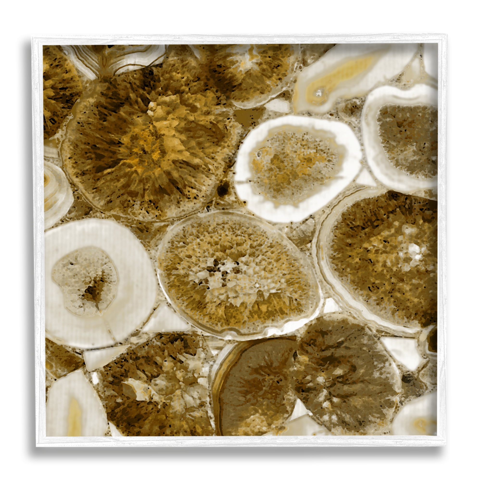 Stupell Natural Geode Crystals Arrangement Abstract Painting White Framed Art Print Wall Art