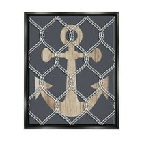 Stupell Nautical Anchor Linked Rope Landscape Painting Black Floater Framed Art Print Wall Art