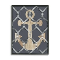 Stupell Nautical Anchor Linked Rope Landscape Painting Black Framed Art Print Wall Art