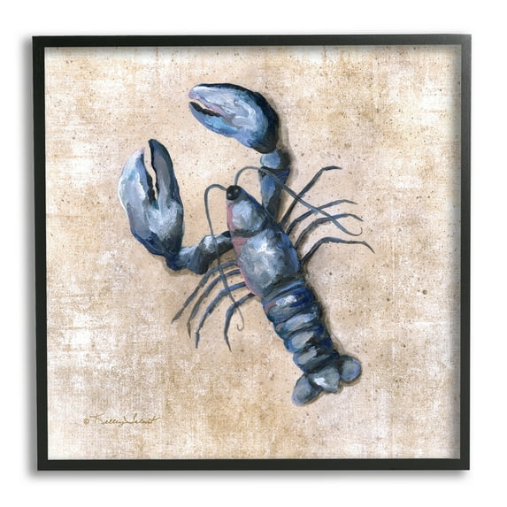 Stupell Nautical Blue Lobster Sea Life Landscape Painting Black Framed Art Print Wall Art