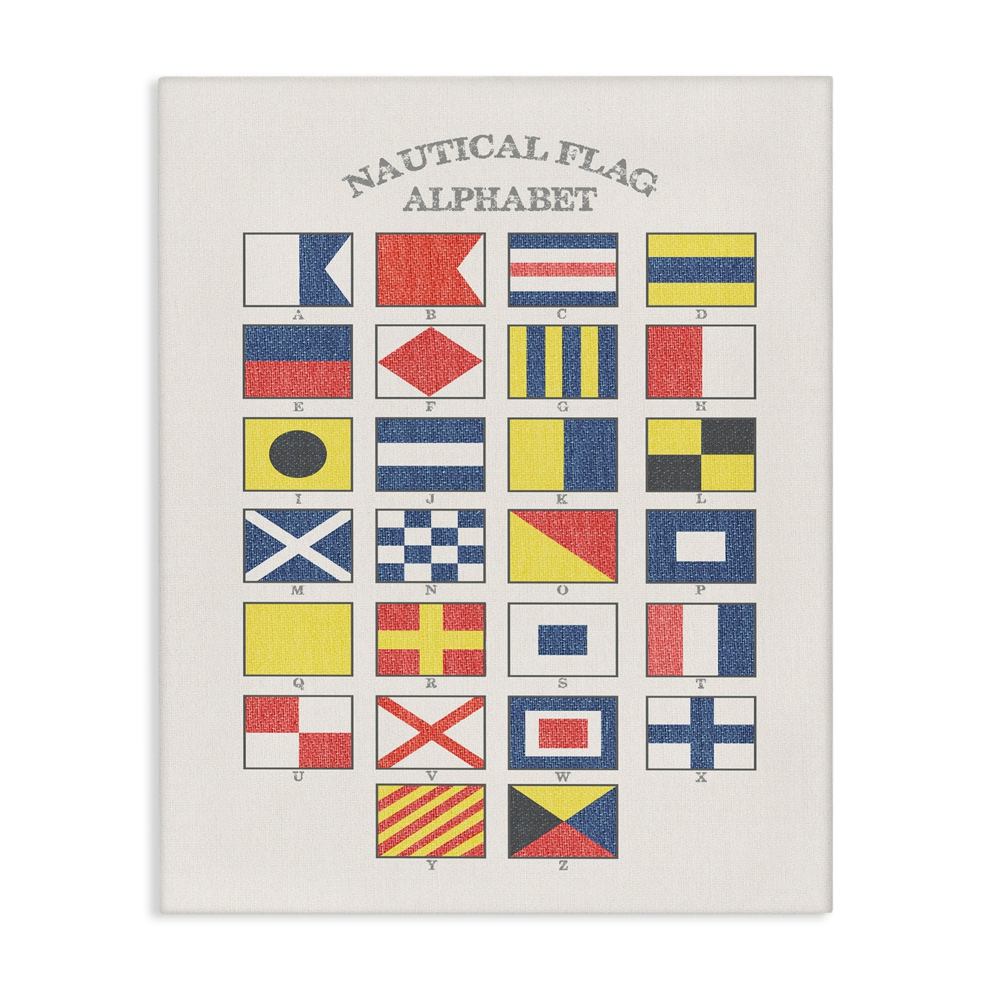 Stupell  Nautical Flag Alphabet Stretched Canvas Wall Art 16 x 20