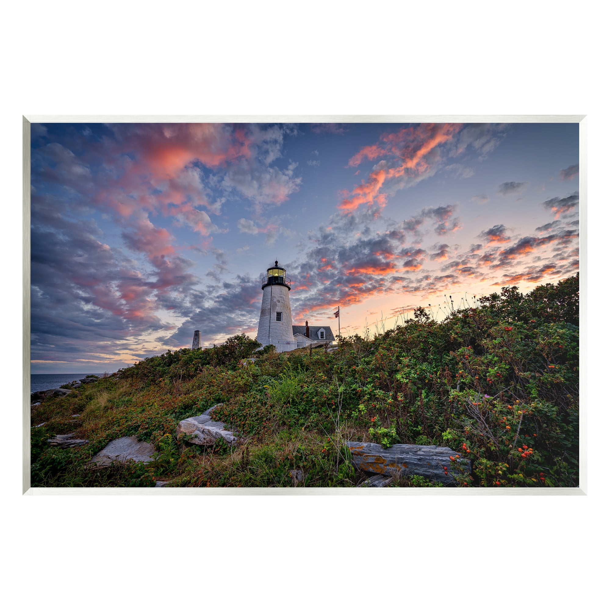 Stupell Nautical Lighthouse Pink Clouds Landscape Landscape Photography Wall Plaque Unframed Art Print Wall Art