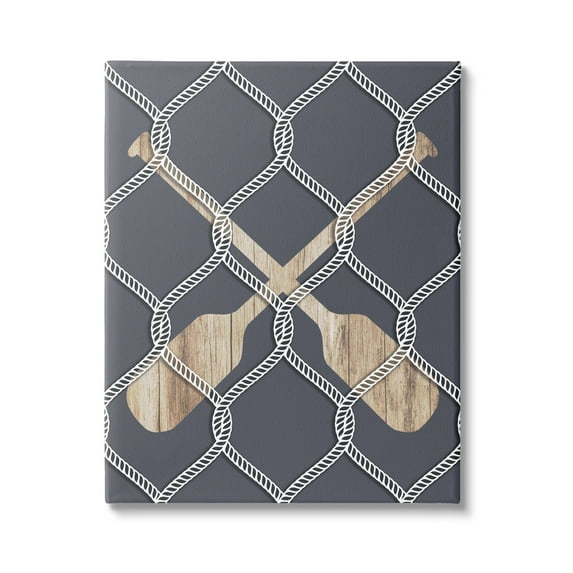 Stupell Nautical Oars Coastal Rope Pattern Landscape Painting Gallery Wrapped Canvas Print Wall Art