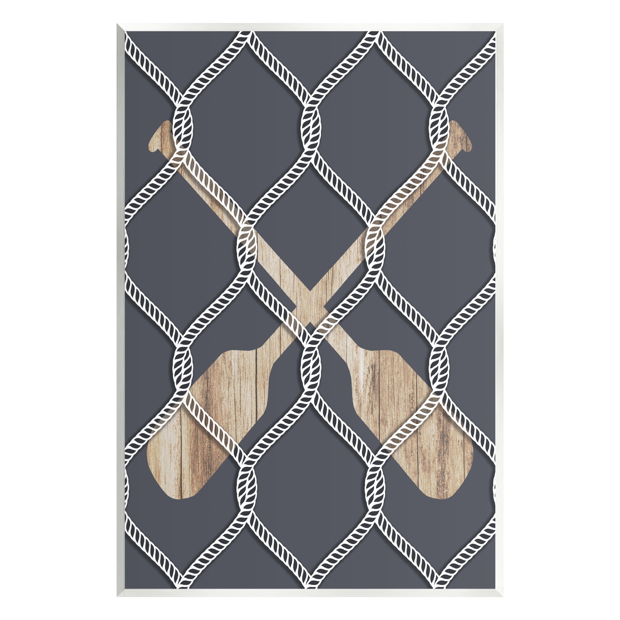 Stupell Nautical Oars Coastal Rope Pattern Landscape Painting Wall Plaque Unframed Art Print Wall Art