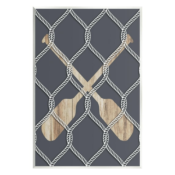 Stupell Nautical Oars Coastal Rope Pattern Landscape Painting Wall Plaque Unframed Art Print Wall Art