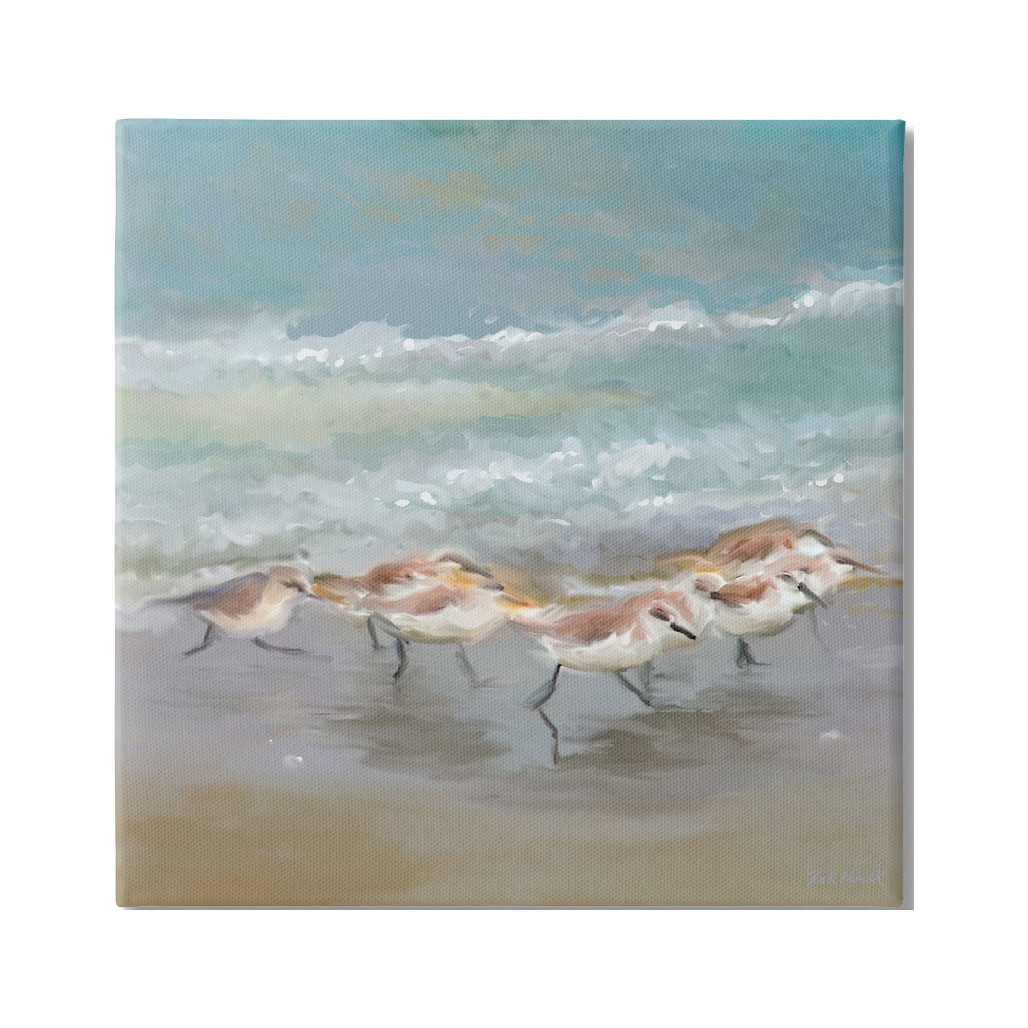 30" x 30" Nautical Sea Birds Shoreline Canvas Art