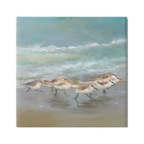 Stupell Nautical Sea Birds Shoreline Waves Landscape Painting Gallery Wrapped Canvas Print Wall Art