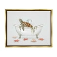thumbnail image 1 of Stupell Nautical Turtle Bathtub Bathing Animals & Insects Painting Gold Floater Framed Art Print Wall Art, 1 of 6