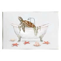 Stupell Nautical Turtle Bathtub Bathing Animals & Insects Painting Wall Plaque Unframed Art Print Wall Art